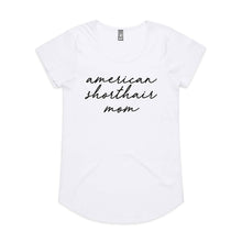 Load image into Gallery viewer, Breed Specific Cat Mom (thin cursive) Ladies T-Shirt