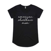 Load image into Gallery viewer, Breed Specific Cat Mom (thin cursive) Ladies T-Shirt