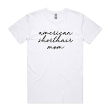 Load image into Gallery viewer, Breed Specific Cat Mom (thin cursive) Unisex T-Shirt