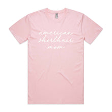 Load image into Gallery viewer, Breed Specific Cat Mom (thin cursive) Unisex T-Shirt