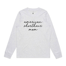 Load image into Gallery viewer, Breed Specific Cat Mom (thin cursive) Long Sleeve T-Shirt