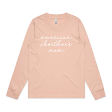 Load image into Gallery viewer, Breed Specific Cat Mom (thin cursive) Long Sleeve T-Shirt