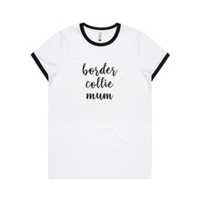 Load image into Gallery viewer, Breed Specific Dog Mum (thick cursive) Ringer T-Shirt
