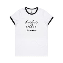 Load image into Gallery viewer, Breed Specific Dog Mum (thin cursive) Ringer T-Shirt