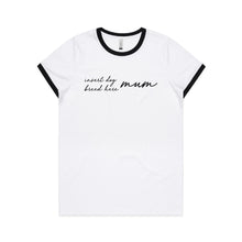 Load image into Gallery viewer, Breed Specific Dog Mum (thin cursive) Ringer T-Shirt