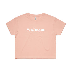 #catmom (thick cursive) Crop T-Shirt