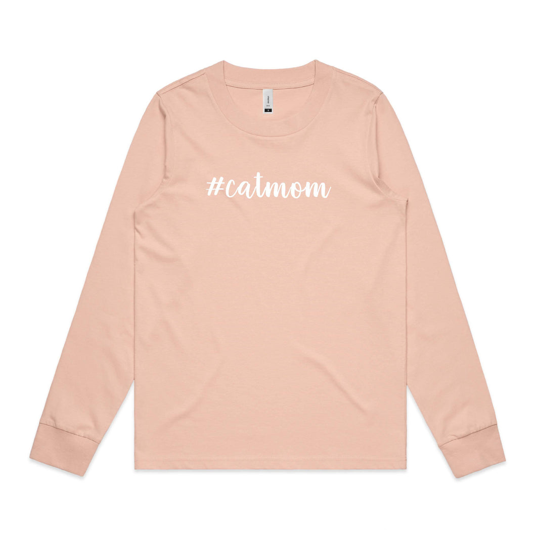 #catmom (thick cursive) Long Sleeve T-Shirt