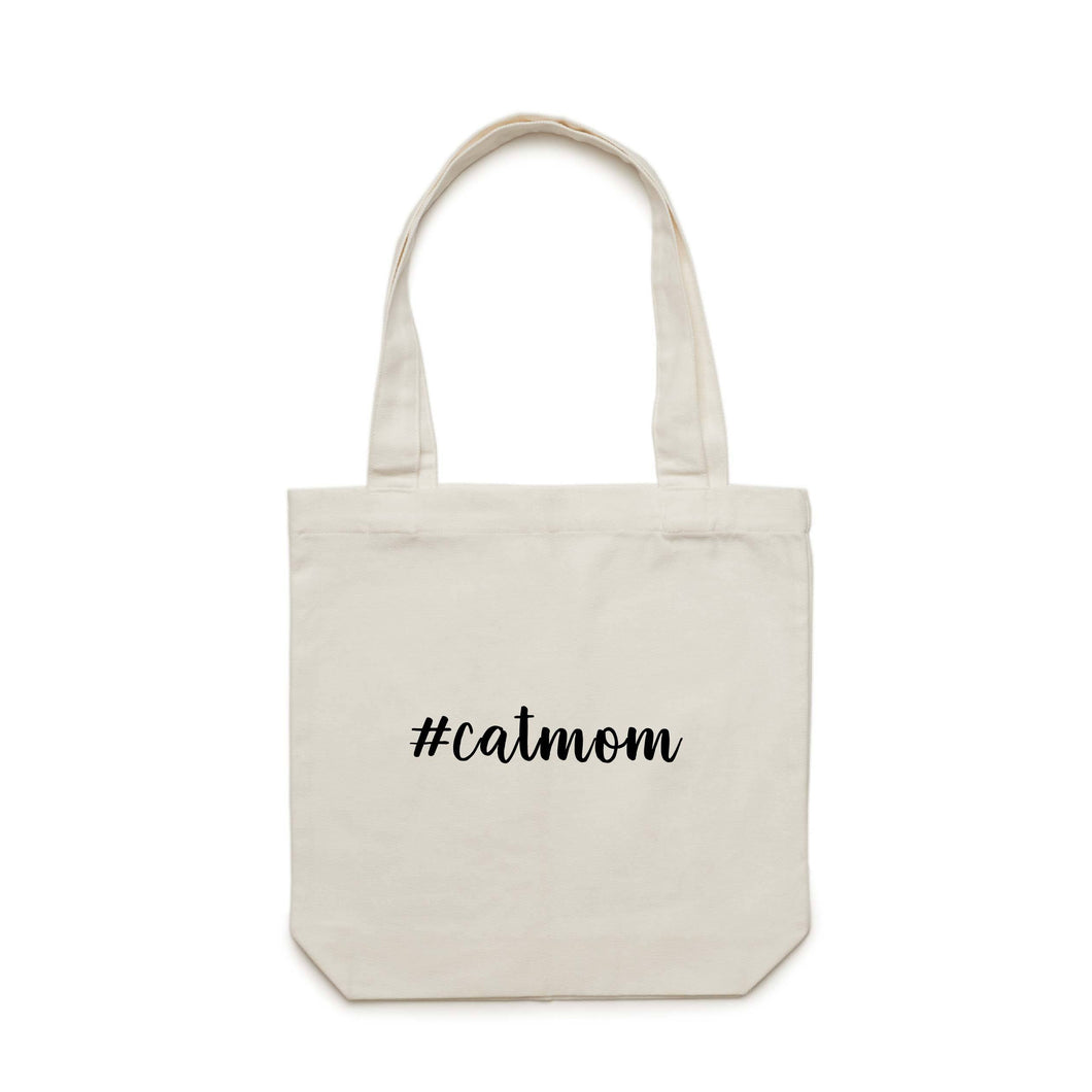 #catmom (thick cursive) Luxe Tote Bag