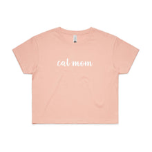 Load image into Gallery viewer, CAT MOM (thick cursive) Crop T-Shirt