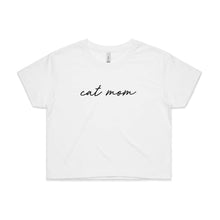 Load image into Gallery viewer, CAT MOM (thin cursive) Crop T-Shirt