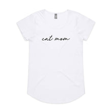 Load image into Gallery viewer, CAT MOM (thin cursive) Ladies T-Shirt
