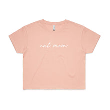 Load image into Gallery viewer, CAT MOM (thin cursive) Crop T-Shirt