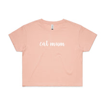 Load image into Gallery viewer, CAT MUM (thick cursive) Crop T-Shirt