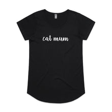 Load image into Gallery viewer, CAT MUM (thick cursive) Ladies T-Shirt