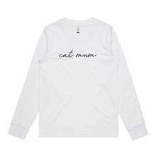 Load image into Gallery viewer, CAT MUM (thin cursive) Long Sleeve T-Shirt