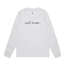 Load image into Gallery viewer, CAT MUM (thin cursive) Long Sleeve T-Shirt