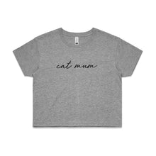 Load image into Gallery viewer, CAT MUM (thin cursive) Crop T-Shirt