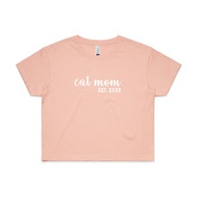 Load image into Gallery viewer, Cat Mom est. Crop T-Shirt