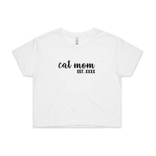 Load image into Gallery viewer, Cat Mom est. Crop T-Shirt