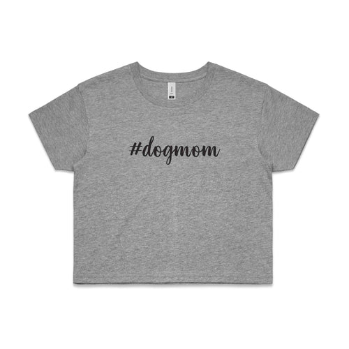 #dogmom (thick cursive) Crop T-Shirt