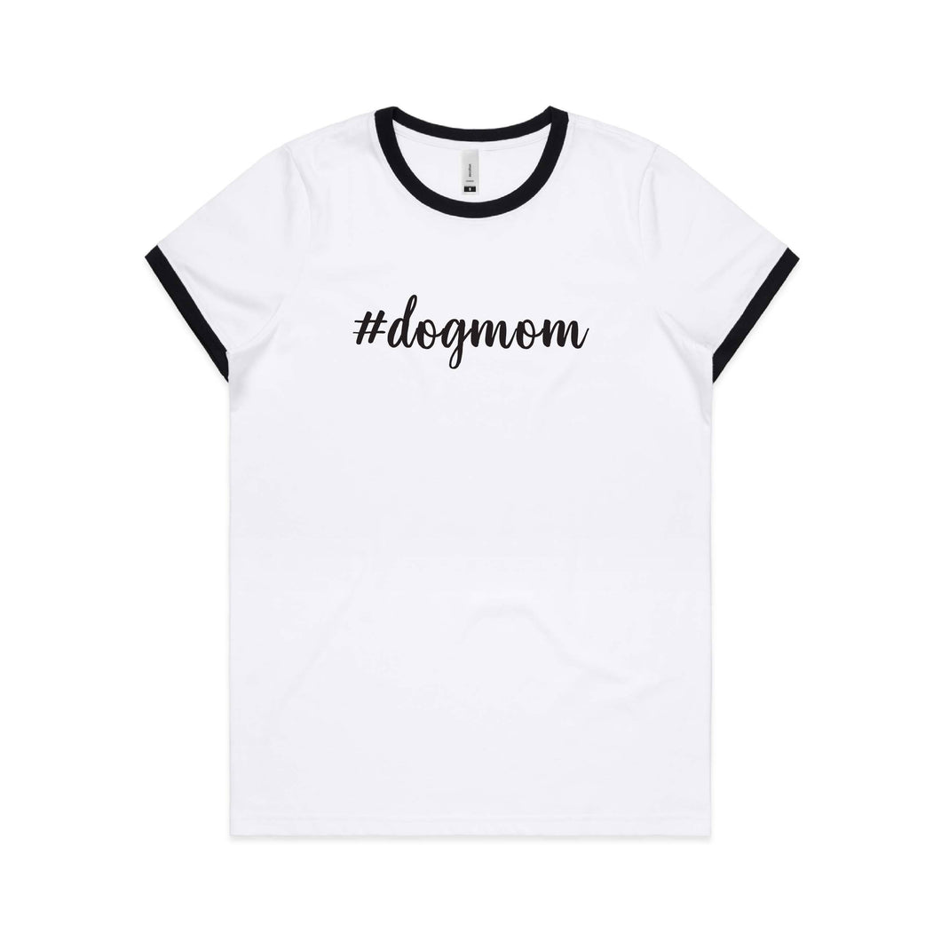 #dogmom (thick cursive) Ringer T-Shirt