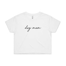 Load image into Gallery viewer, dog mom (thin cursive) Crop T-Shirt