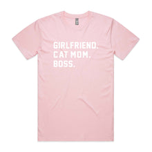 Load image into Gallery viewer, GIRLFRIEND. CAT MOM. BOSS. Unisex T-Shirt