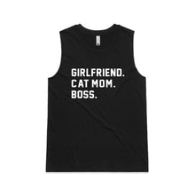 Load image into Gallery viewer, GIRLFRIEND. CAT MOM. BOSS. Ladies Tank