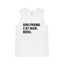 Load image into Gallery viewer, GIRLFRIEND. CAT MUM. BOSS. Ladies Tank