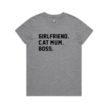 Load image into Gallery viewer, GIRLFRIEND. CAT MUM. BOSS. Classic T-Shirt