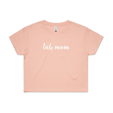 Load image into Gallery viewer, Breed Specific Dog Mom (thick cursive) Crop T-Shirt