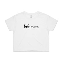Load image into Gallery viewer, Breed Specific Dog Mom (thick cursive) Crop T-Shirt