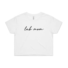 Load image into Gallery viewer, Breed Specific Dog Mom (thin cursive) Crop T-Shirt