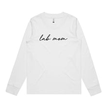 Load image into Gallery viewer, Breed Specific Dog Mom (thin cursive) Long Sleeve T-Shirt