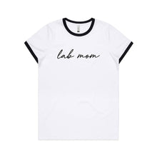 Load image into Gallery viewer, Breed Specific Dog Mom (thin cursive) Ringer T-Shirt