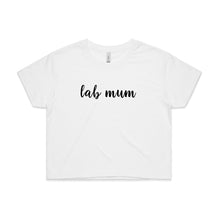 Load image into Gallery viewer, Breed Specific Dog Mum (thick cursive) Crop T-Shirt