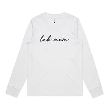 Load image into Gallery viewer, Breed Specific Dog Mum (thin cursive) Long Sleeve T-Shirt