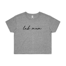 Load image into Gallery viewer, Breed Specific Dog Mum (thin cursive) Crop T-Shirt