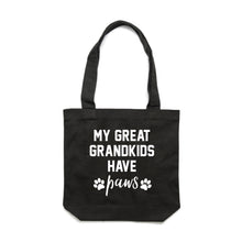 Load image into Gallery viewer, MY GREAT GRANDKIDS HAVE paws Luxe Tote Bag