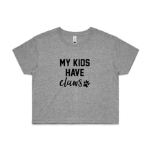 Load image into Gallery viewer, My Kids Have Claws Crop T-Shirt