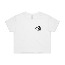 Load image into Gallery viewer, Paw Print &amp; Heart LC Crop T-Shirt