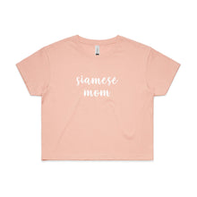 Load image into Gallery viewer, Breed Specific Cat Mom (thick cursive) Crop T-Shirt