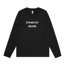 Load image into Gallery viewer, Breed Specific Cat Mom (thick cursive) Long Sleeve T-Shirt