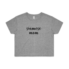 Load image into Gallery viewer, Breed Specific Cat Mom (thick cursive) Crop T-Shirt