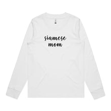 Load image into Gallery viewer, Breed Specific Cat Mom (thick cursive) Long Sleeve T-Shirt