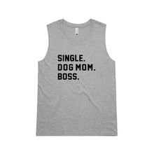 Load image into Gallery viewer, SINGLE. DOG MOM. BOSS. Ladies Tank