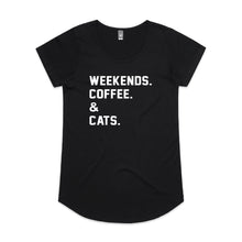 Load image into Gallery viewer, WEEKENDS. ?? &amp; CATS. Ladies T-Shirt