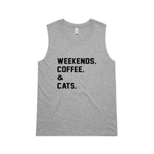 Load image into Gallery viewer, WEEKENDS. COFFEE &amp; CATS. Ladies Tank