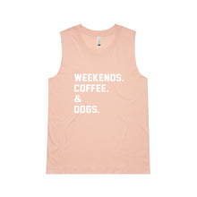 Load image into Gallery viewer, WEEKENDS. ?? &amp; DOGS. Ladies Tank