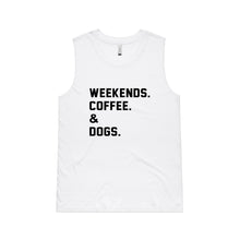 Load image into Gallery viewer, WEEKENDS. ?? &amp; DOGS. Ladies Tank